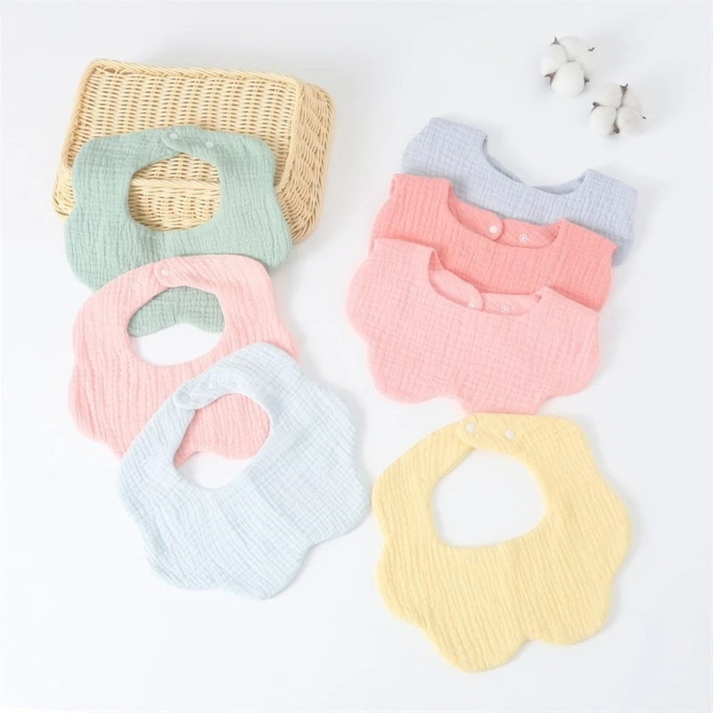 Cotton Soft Baby 6 Layers Bibs Solid Color Infant Bib Newborn Burp Cloths Bandana Scarf for Kids Boy Girls Feeding Saliva Towel