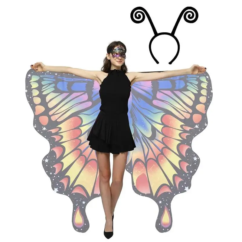 Butterfly Wings For Women Halloween Party Costume Adult Costume Cosplay Woman Butterfly Costume Cape Cloak Shawl Colorful