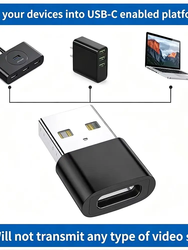 3 sztuki adapterów USB-C do USB-A, ładowarka typu C, zasilacz do iPhone, Airpods, iPad Air, Samsung, Xiaomi, Redmi, Huawei, Honor. — 2