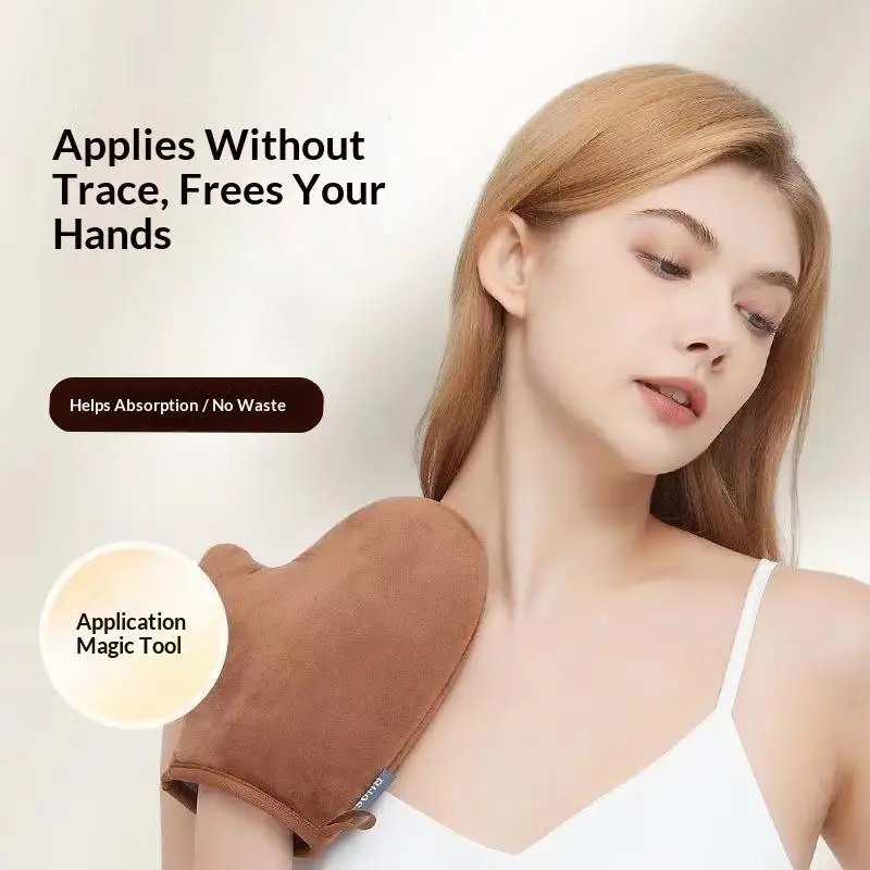 Body Lotion Glove Self-Tanning Mitt Double-Sided Prevents Sticky Hands Applicator Quick Dry Flocking Glove Makeup Applicator