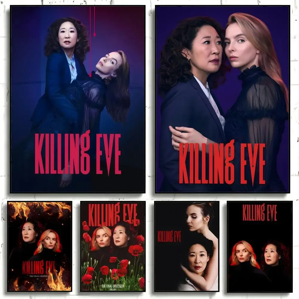 TV Series Killing Eve Poster Self-adhesive Art Waterproof Paper Sticker Coffee House Bar Room Wall Decor
