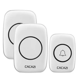 CACAZI 110DB 300M 60 Chime Waterproof Wireless Doorbell Remote EU Plug Smart Doorbell Battery 1 Button 2 Receiver