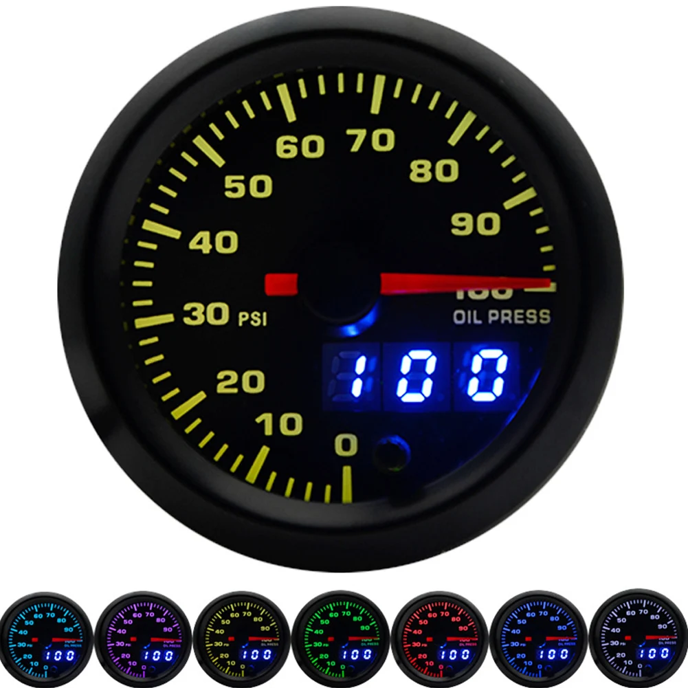 2in 52mm Oil Pressure Gauge Meter Pointer Digital Display with Stepper Motor Car Modified Meter Universal Oil Pressure Gauge