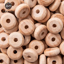 Let's Make 50pc 10mm Beech Abacus Beads Wood Beads Necklace DIY Food Grade Baby Teether Beading Nipple Wood Chain Accessories