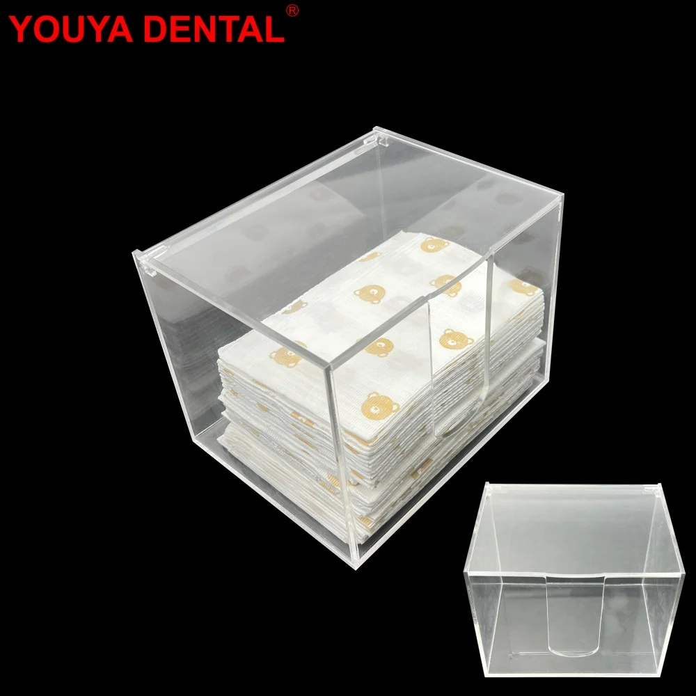 Disposable Dental Bibs Sheets Storage Box Clean Pad Tattoo Dentist Clinic Storage Case Lab Container Acrylic Organizer Holder