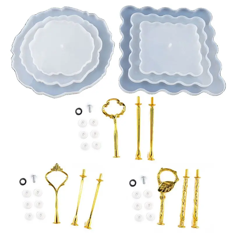 3 Layers Fruits Trays Resin Dishes Cupcake Stand Molds Silicone Epoxy Casting Crystal Mould Tray Home Party Decoration