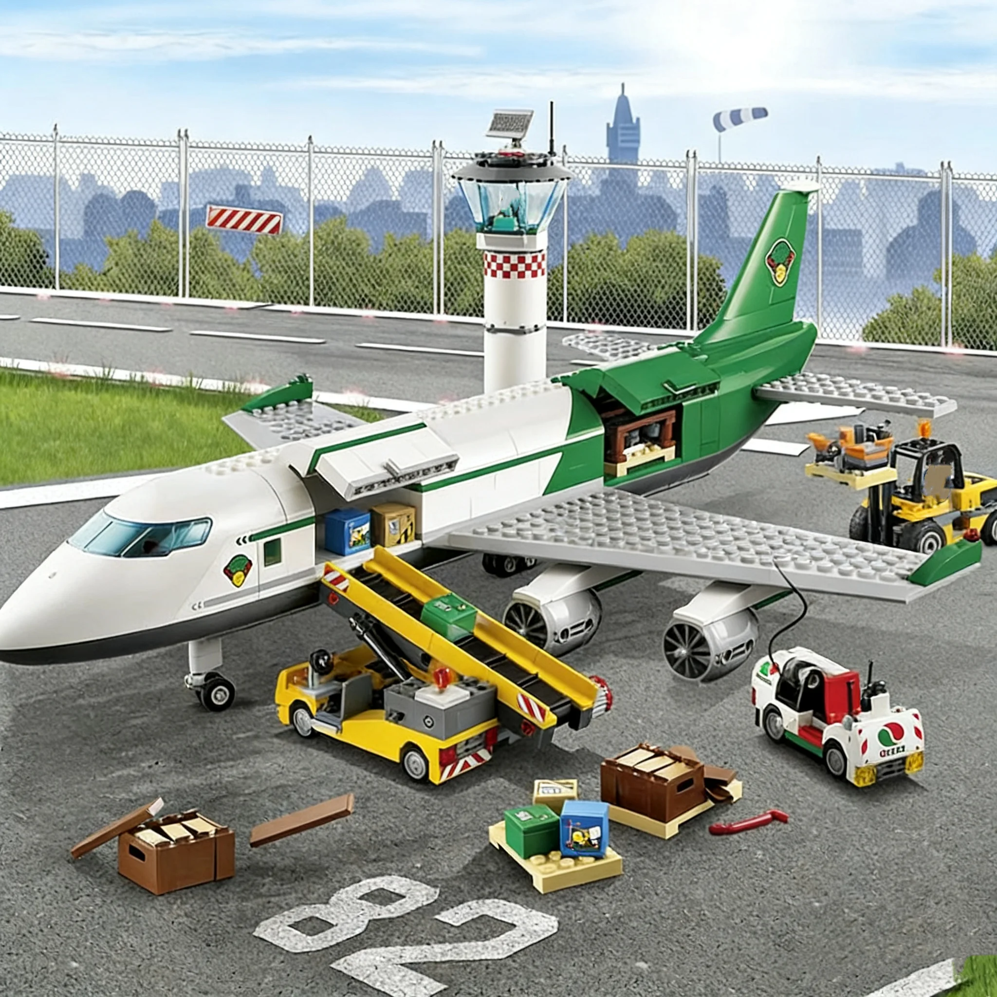 Compatible MOC Sets City Series Building Blocks Cargo Terminal Airplane Aircraft Big Model Children's Toys Assembling Gift