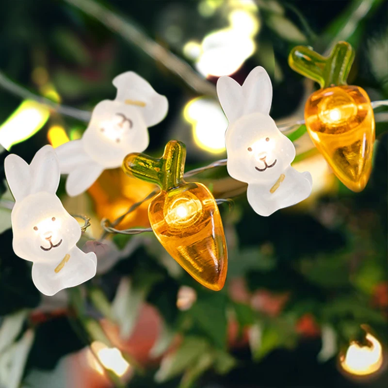 

Easter Decorations 2m 20leds Bunny Carrot String Lights Battery Easter Decor Spring Rabbit Fairy Lights For Home Outdoor Decor