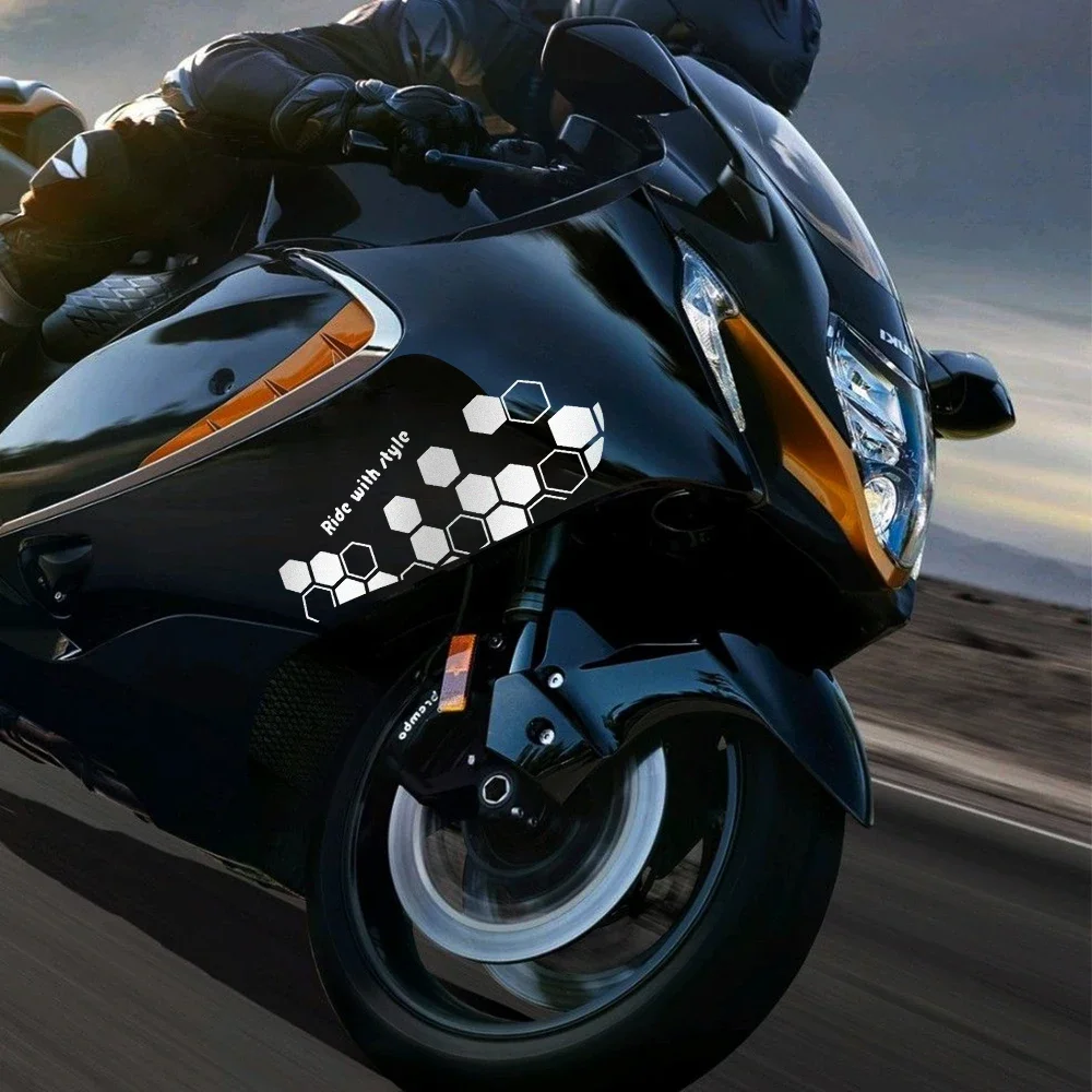 

Motorcycle Fender Stickers Creative Hexagonal Reflective Honeycomb Shaped Stickers Personalized Motorcycle Decals Decoration