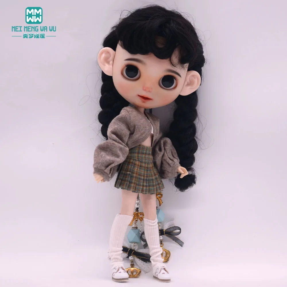 

Одежда для куклы Модный вязаный комплект из трех предметов подходит для кукол Blyth Azone OB22 OB24 28 см, аксессуары