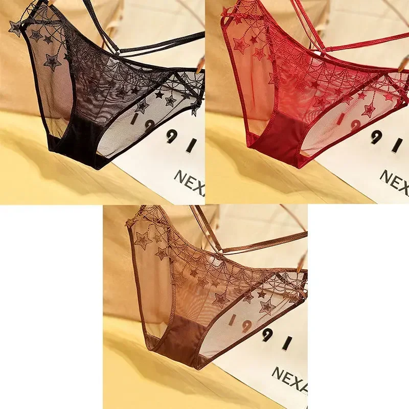 French Sexy Lace Court Embroidery Hot Waist Thin Belt Fashion Nightclub Style Hollowed Out Women's Panties Breathable Quick-dry