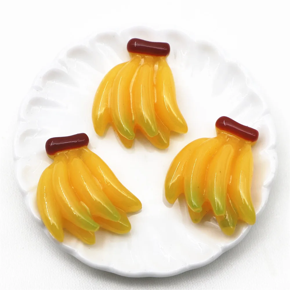 10pcs Kawaii Simulation Fruit Banana Resin Flatback Cabochon Food Art Supply Decoration Charm Craft DIY,20*22mm