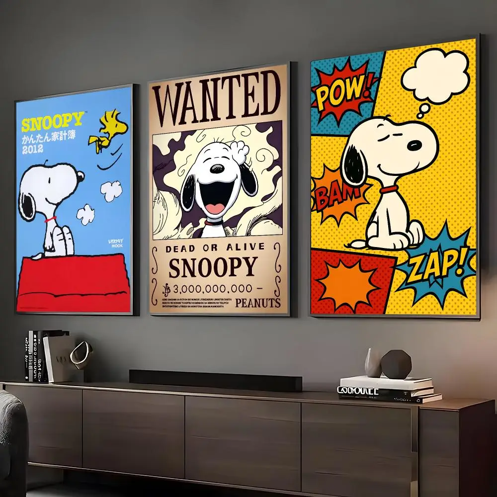Anime S-Snoopys Painting Calligraphy HD Art Wall Room Decor Home Waterproof Home Living Bar Decorative Paintings