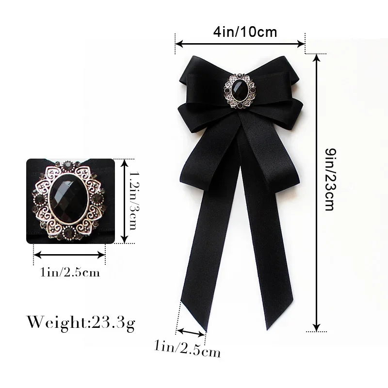 Crystal Bow tie Brooches Collar Pin Women Girl ribbon Fabric Bowknot Bow Tie Pre Tied Neck Tie Jewelry For Shirt Dress