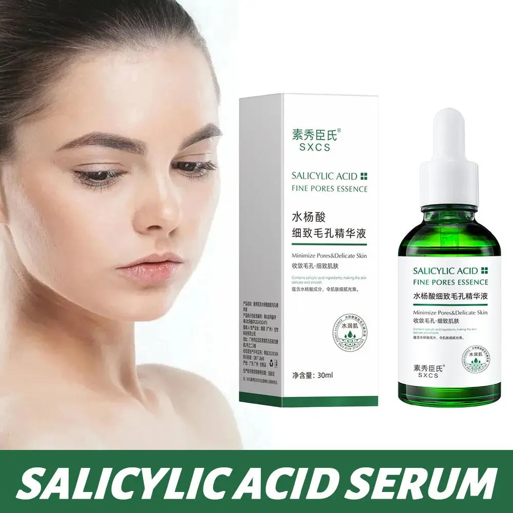 Essência Ácido Salicílico, Essência Delicada de Poros, Água Hidratante, Hidratante Suave, Cuidado Facial, Soro Leve Encolhendo, Poro B, D3a2, 30ml