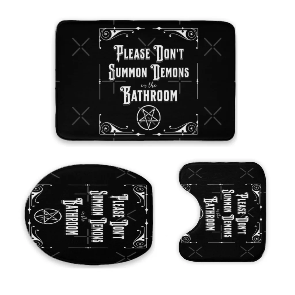 Please Don\'t Summon Demons in the Bathroom Goth  Home Decor Bathroom Rugs Set 3 Piece,Toilet Rug,Bath Mat,Contour Toilet Rug