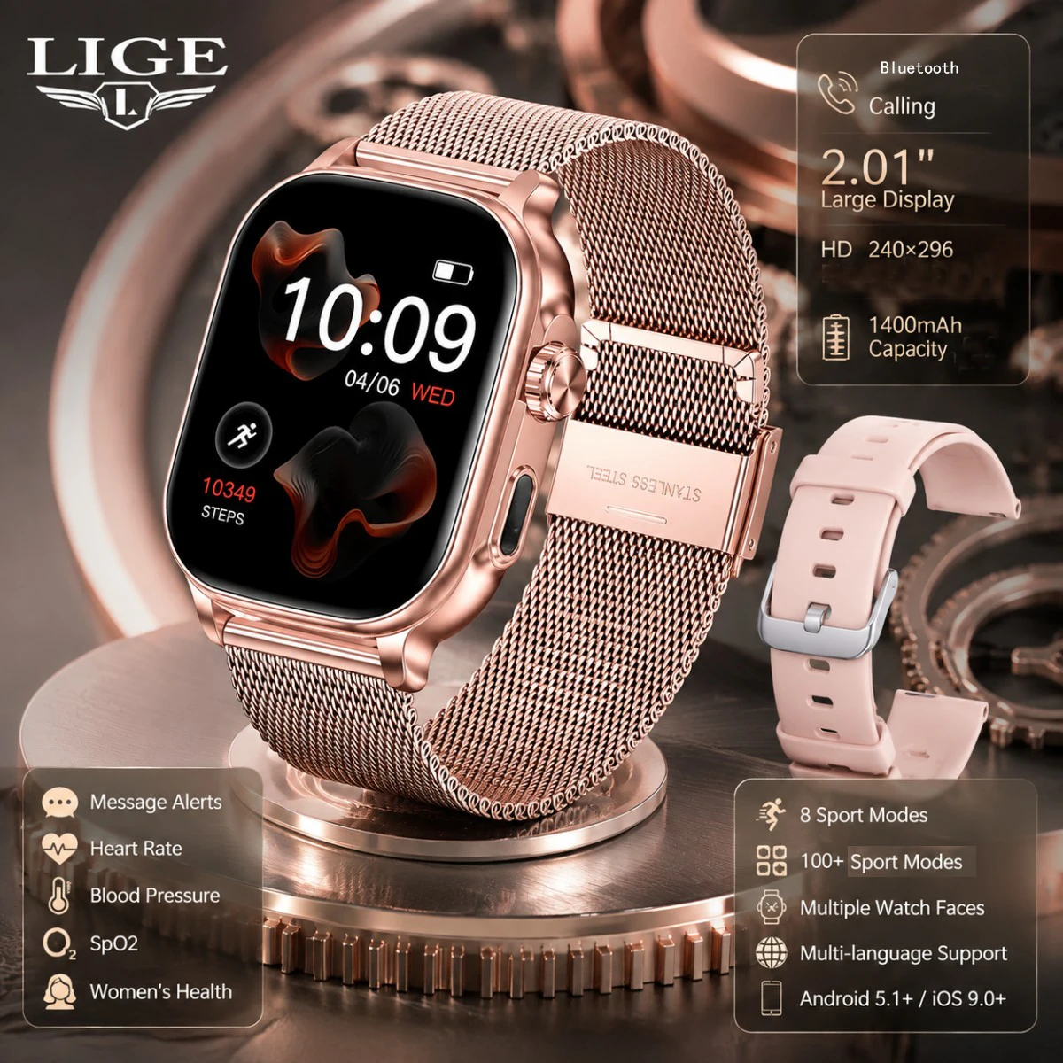 LIGE 2026 NEW Women Smart Watch 2.01