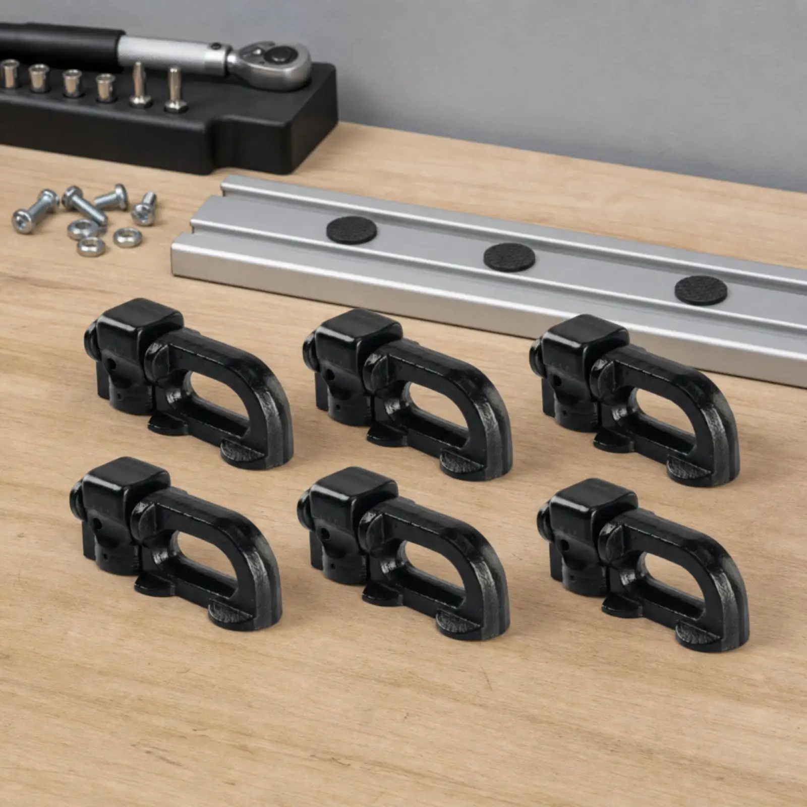 6 Pieces Dark Finish L-Channel Buckle | Carbon Steel, L-channel Single mount Fitting, for Trailer