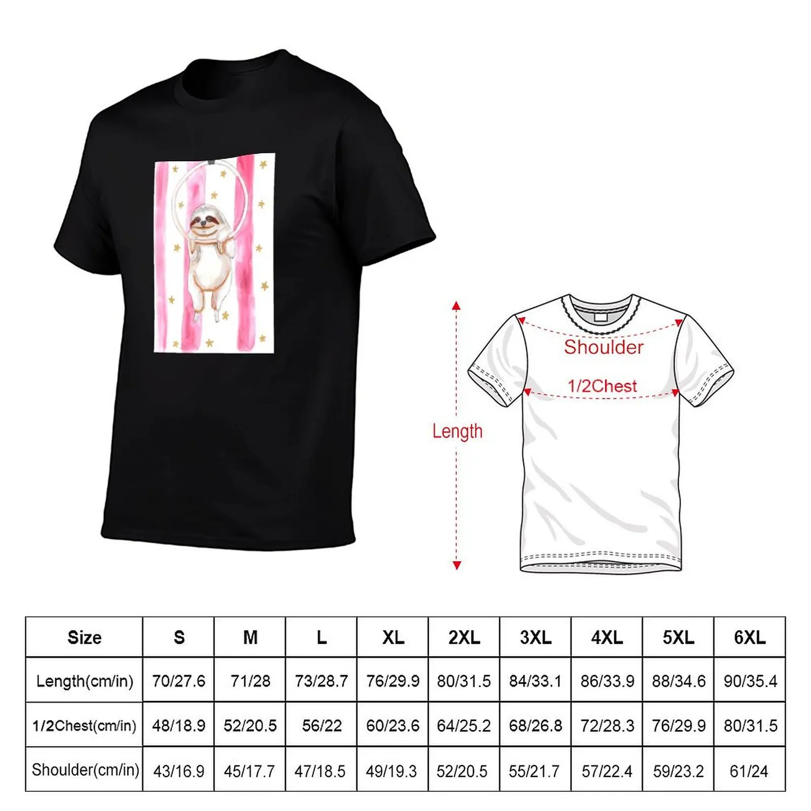 Circus Sloth Watercolor T-Shirt vintage graphic tee anime shirt t shirt for men