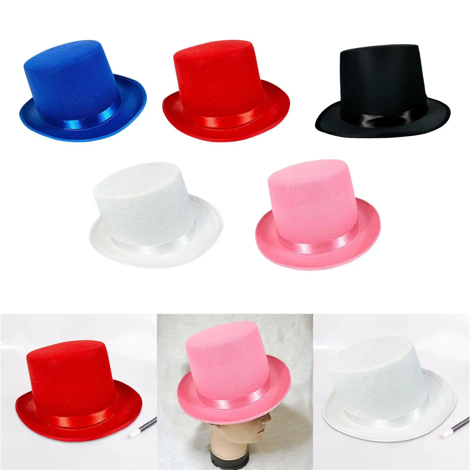 코스프레 축제 역할극용 새틴 밴드가 있는 토퍼 모자 멋진 드레스