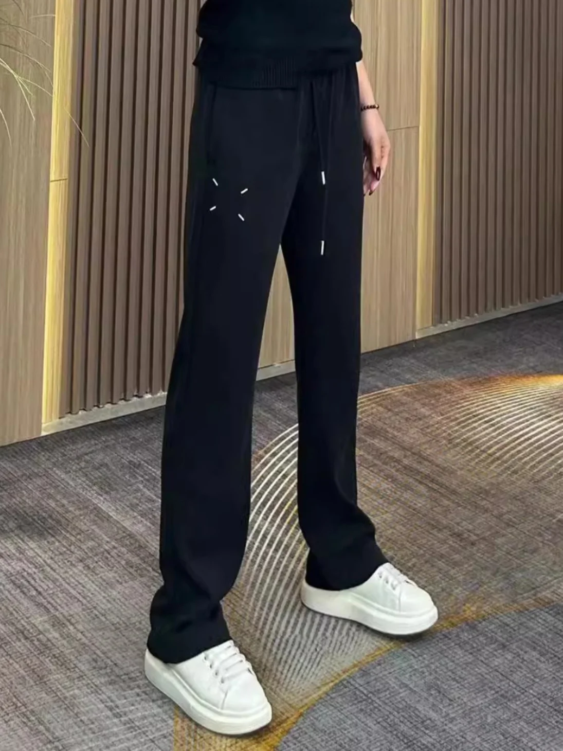 

High Quali American Sle Embroidered Loose Wide Leg Straight Cut Spor Casual Pants for Men Autumn Faion Urban Leisure