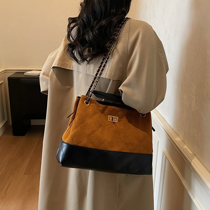 

Retro Suede Bags For Women 2025 New Large Capacity Single Shoulder Handbag for Outdoor Work Tote Bag