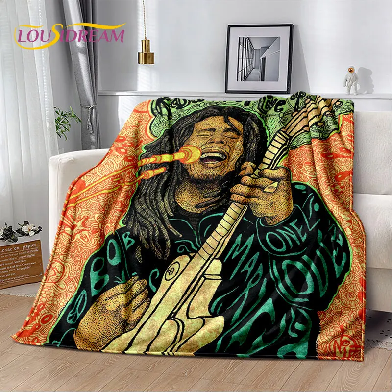 Bob Marley Reggae Music Jamaican Maple Leaf Plush Blanket,Flannel Blanket Throw Blanket for Living Room Bedroom Bed Sofa Picnic