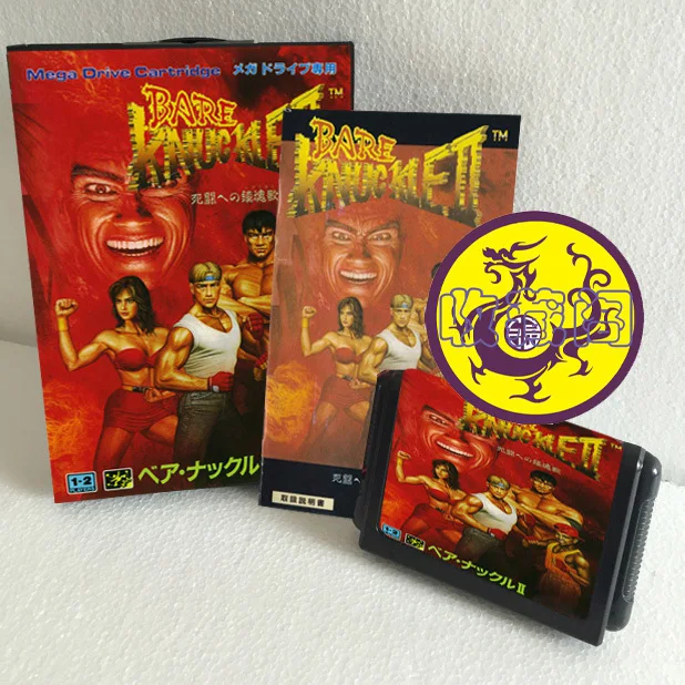 Bare Knuckle II with Box and Manual Cartridge for 16 Bit Sega MD Game Card MegaDrive Genesis System