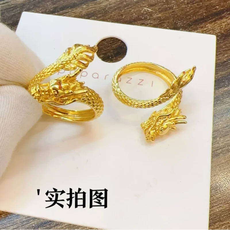 QEENKISS الذهب خمر التنين خواتم مفتوحة للرجال الذكور حفل زفاف عيد الميلاد عيد الميلاد العريس صديقها الزوج الأب هدية RG5191