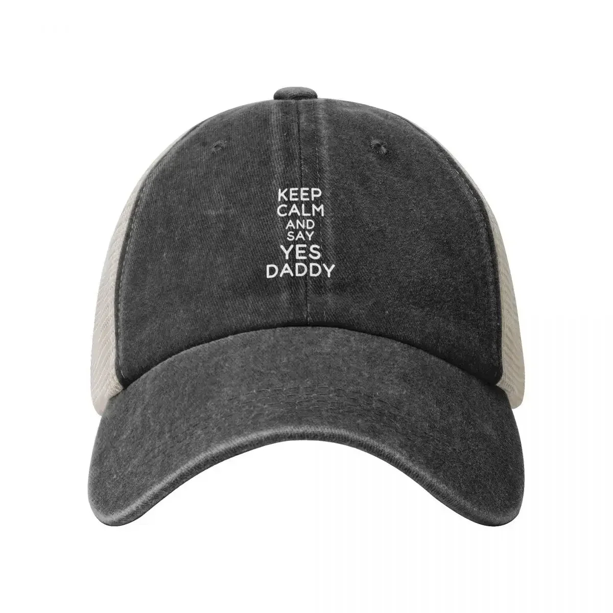 Keep Calm And Say Yes Daddy Funny Submissive Kinky Quote Cowboy Mesh Baseball Cap Hat Man Luxury Baseball For Men Women's