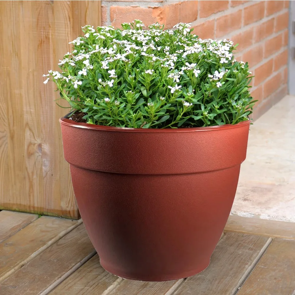 Jacinto Recycled Plastic Planter, 8 inch Opening Diameter, Red Color