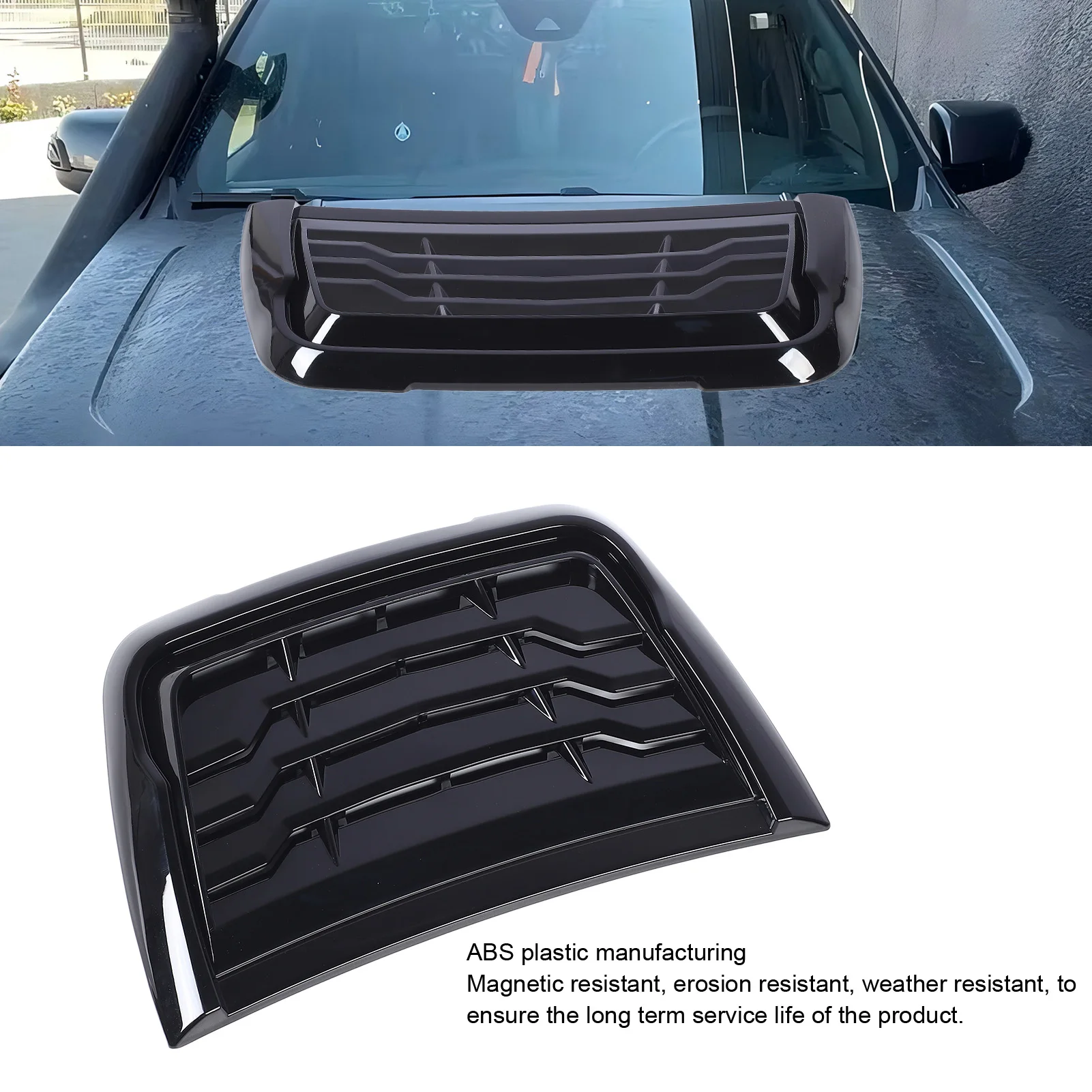 Car Bonnet Air Intake Vent Scoop Cover Glossy Black Hood Air Intake Trim Cover For Ranger XLT XLS XL 2015-2022
