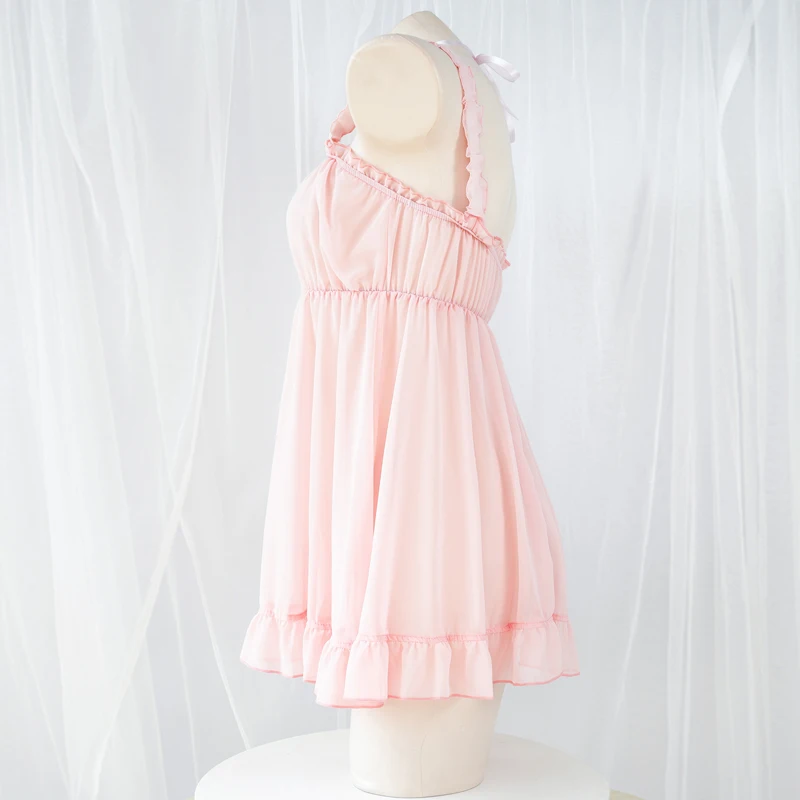 AniLV-Robe en mousseline de soie Anime Lolita pour femmes, chemise de nuit rose pure, tenues de pyjama pour filles, olympiques de cosplay