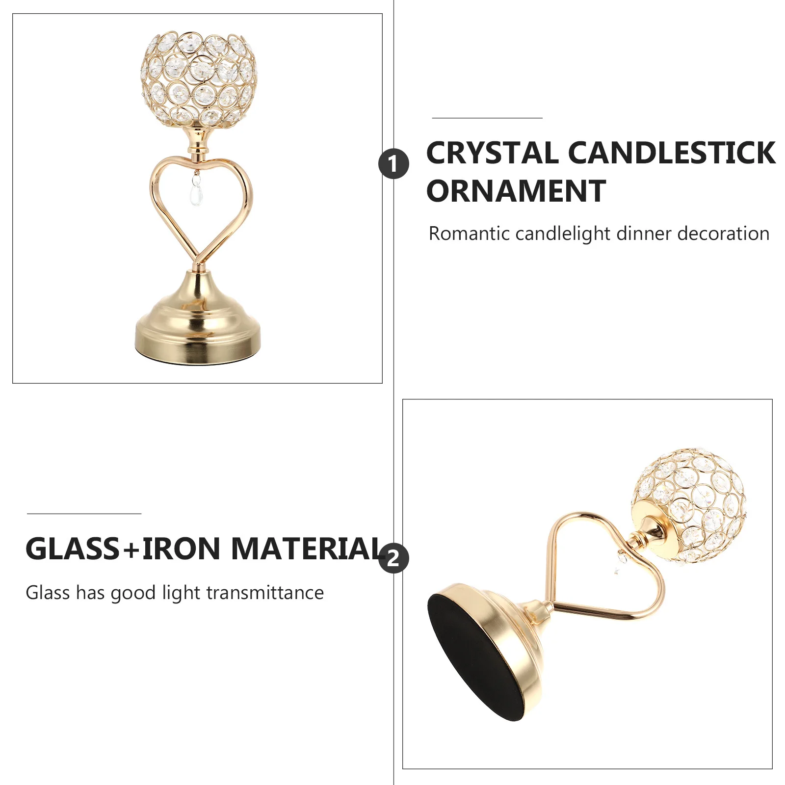 

Metal Holder Artistic Crystal Candlestick Decorative Candlestick for Home Party Wedding Dining Table