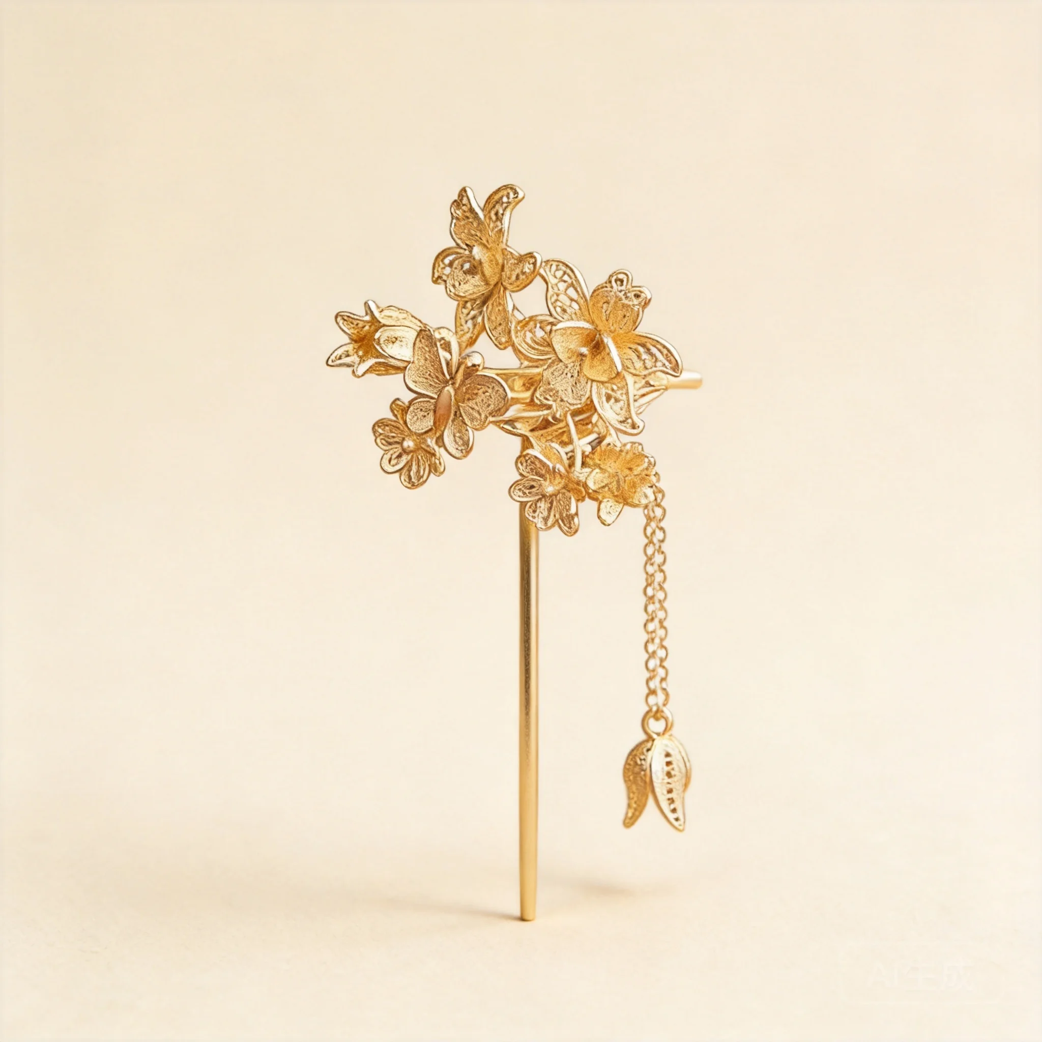 

Chinese Style Lucky Blessing Gold Plated Butterfly Flower Tassel Hair Stick Vintage Wedding Bridal Hairpin Oriental Hair Accesso
