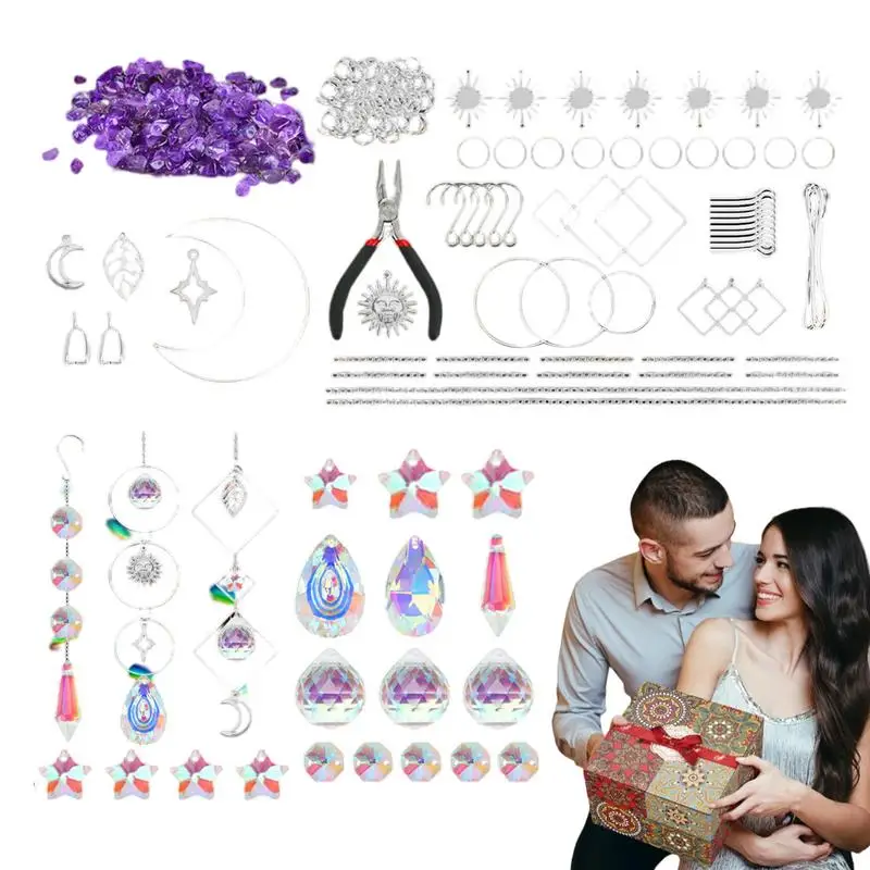 Kit acchiappasole per adulti 300 pezzi acchiappasole lucidi che fanno kit a forma di luna decorativo multifunzionale decorazione della finestra di cristallo