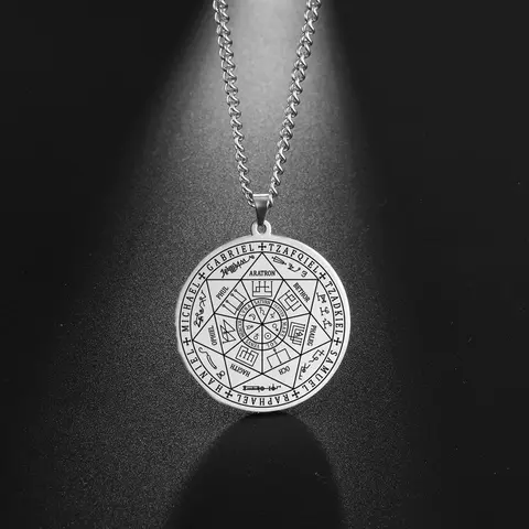 Dawapara Vintage rostfritt stål De sju ärkeänglarnas sigill hänge nyckelring kabbalah skyddsamulett 10 best sales sax sju - №4