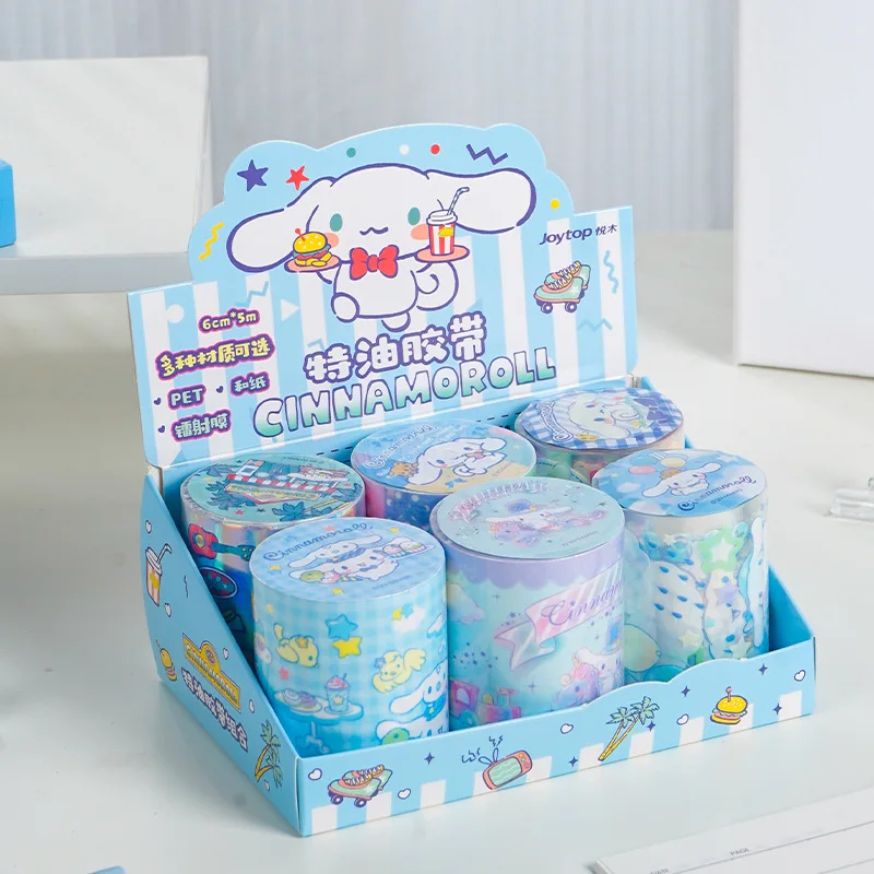 6 sztuk/pudło Sanrio taśmy Washi Kuromi Cinnamoroll Diy naklejki Scrapbooking dekoracja dzieci do szkoły artykuły biurowe