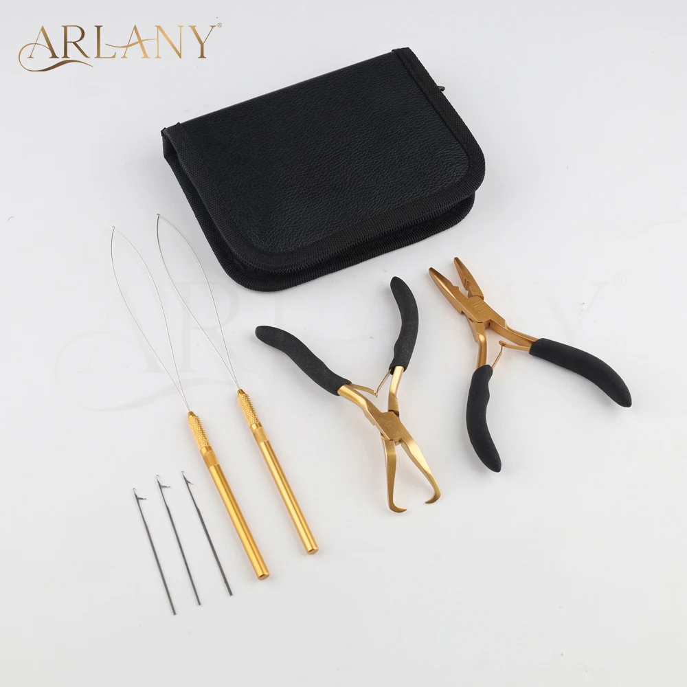 ARLANY Hair Extension Pliers Kit Microlink Pliers for Micro Rings Beads Remover Cloth Bag Pliers for Weft Extensions Hair Tinsel