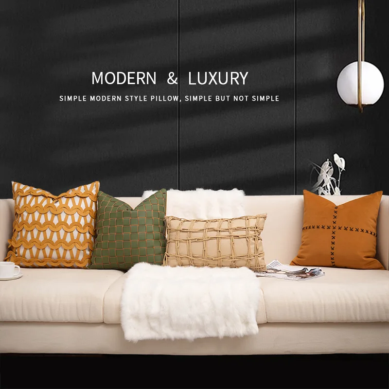 Orange Cushion Cover Suede Fabric Pillow Case Luxury Decorative Pillows for Chair Sofa Bedroom Living Room Home Decor