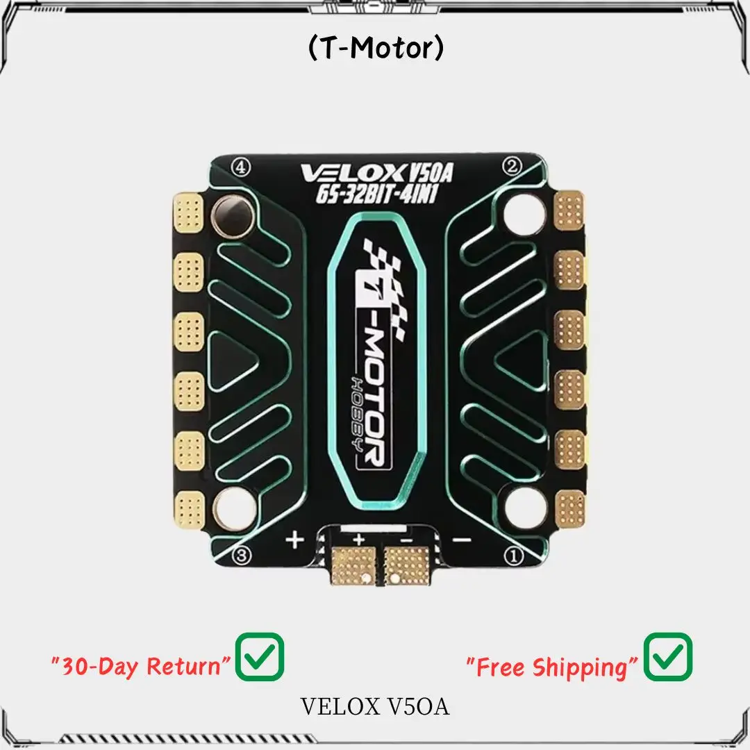 

T-Motor VELOX V50A 50A 32Bit BLHELI32 4in1 Brushless ESC 3-6S LIPO with T-Motor T4 02 Firmware 30.5x30.5mm FPV Racing Drone