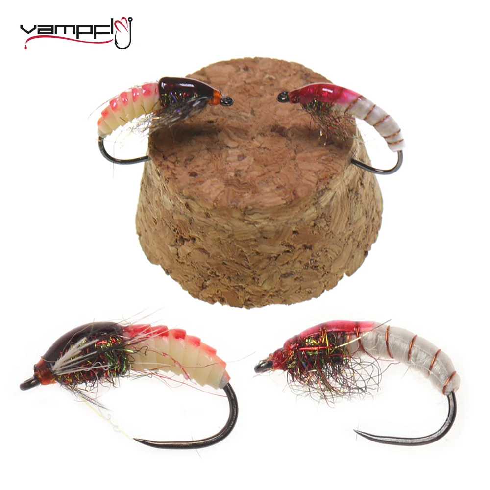 

Vampfly 5pcs/6pcs Realistic Nymph Scud Fly Caddis Czech Nymph Bug Worm Shrimp Fly Fishing Flies Trout Bass Fishing Lure Baits