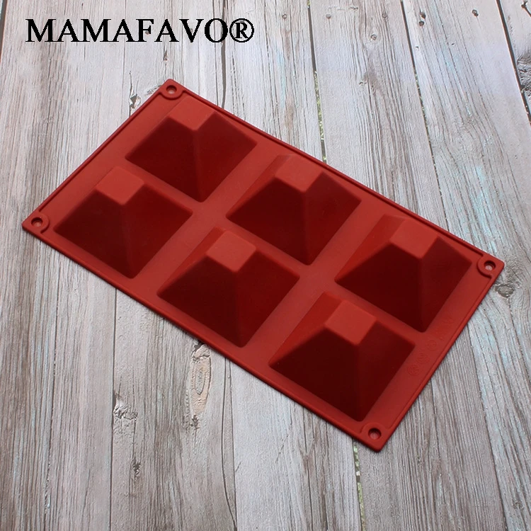 6 Cavity Pyramid Square Silicone Chocolate Cake Mold Pastry Molds Chocolate Jelly Mousse Cake Mould Cake Pan M072