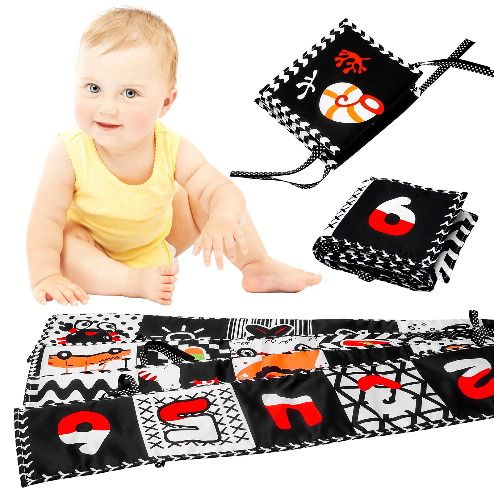 ألعاب كتب الأطفال، كتب الأطفال من عمر 0 إلى 6 أشهر، كتب ناعمة مجعدة من القماش الملمس والملمس، ألعاب للأطفال حديثي الولادة من عمر 0 إلى 6 إلى 12 شهرًا #1