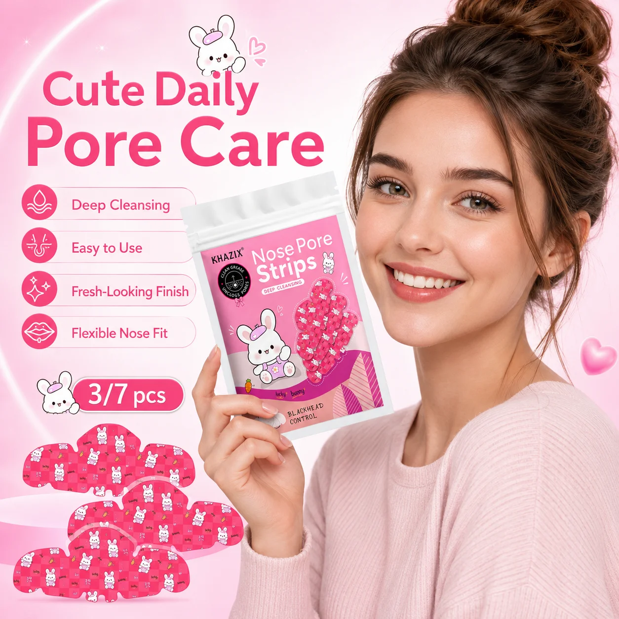Hello Kitty Nose Stickers 3/7PCS Cute Cartoon Kawaii Beauty Care Gift for Women view 3