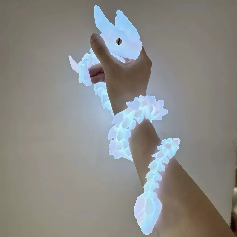 3D Printed Articulated Dragon Figurine Luminous Flexible Joint Dragon Model Fidget Toy Movable Joint Dragon Ornament Glow