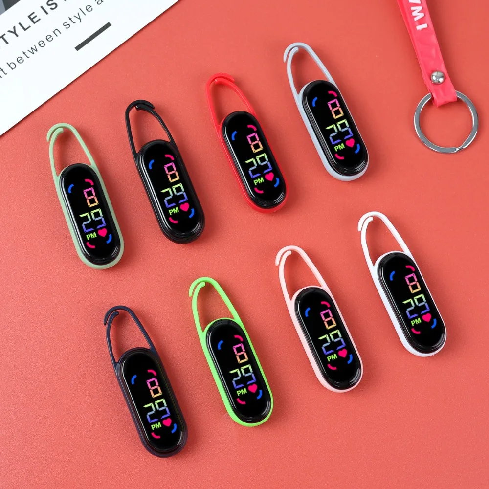 LED Pocket Watch Keychain Digital Display Big Numbers Electronic Hanging Watch Multipurpose Waterproof Digital Watch Kid Adult
