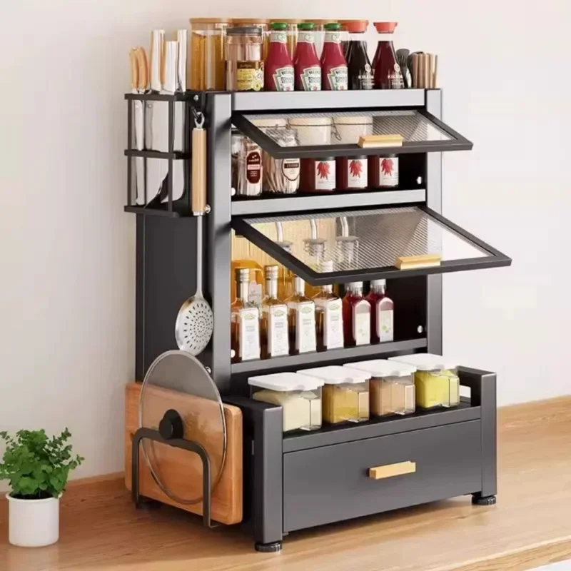 Cross-border seasoning storage rack dustproof kitchen storage rack countertop condiment storage rack