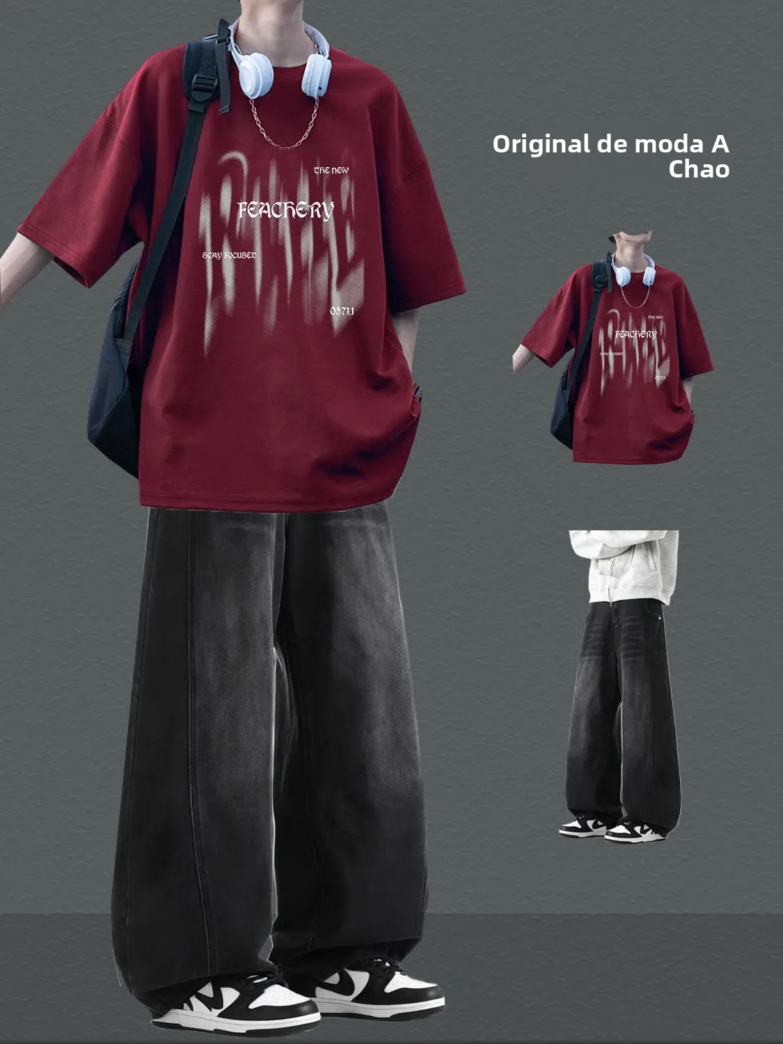 夏用半袖tシャツ-男の子-カジュアルセット-おしゃれでかっこいい組み合わせ-メンズジーンズ-ルーズtシャツ-ツーピースセット-ティーンエイジャー向け