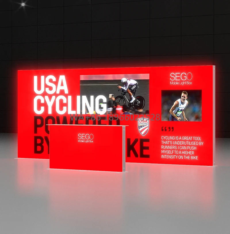 Sistema de pared de cabina de exposición retroiluminada Modular personalizable de 3x6m, pantalla de caja de luz publicitaria emergente portátil de 10x20 pies